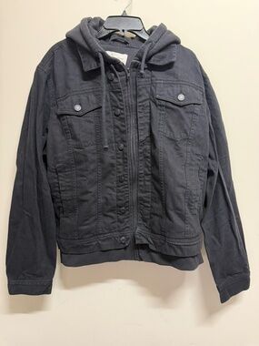 Sun + Stone Black Hoodie Denim Jacket, XXL
